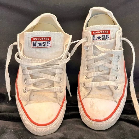 Converse All Star White Womens 7 Distressed Grunge Punk Guitar Comfort Sneakers - Picture 4 of 17
